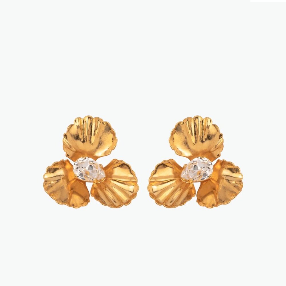 Jennifer Behr Crystal Antique Gold Earrings NWT